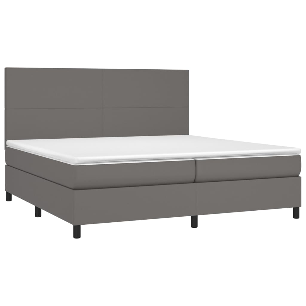 Sommier à lattes de lit avec matelas Gris 200x200 cm Similicuir