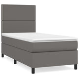 Sommier à lattes de lit avec matelas Gris 90x200 cm Similicuir