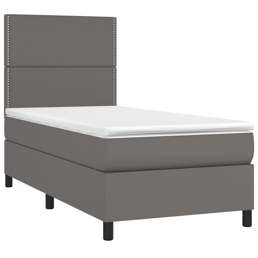 Sommier à lattes de lit avec matelas Gris 90x200 cm Similicuir