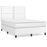 Sommier à lattes de lit avec matelas Blanc 140x190cm Similicuir