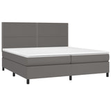 Sommier à lattes de lit avec matelas Gris 200x200 cm Similicuir