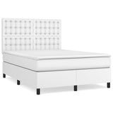 Sommier à lattes de lit avec matelas Blanc 140x190cm Similicuir