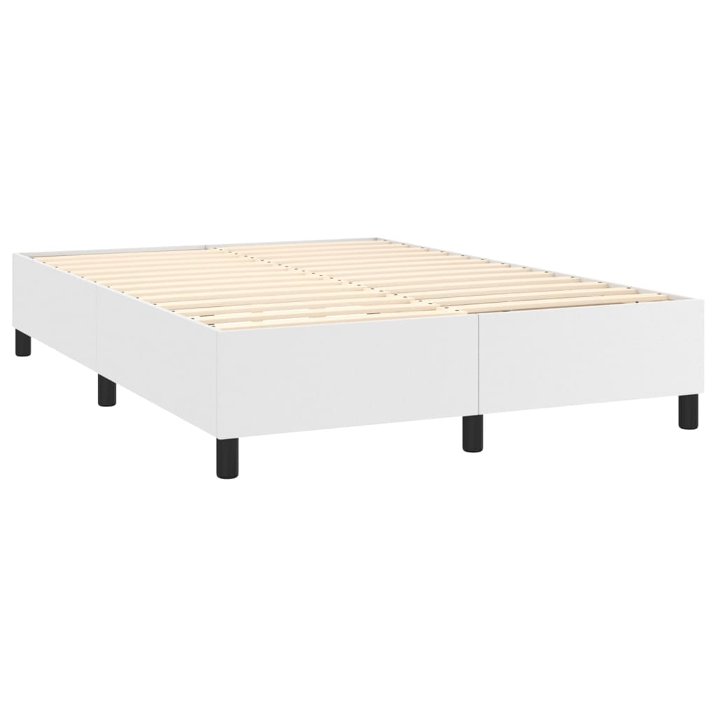 Sommier à lattes de lit avec matelas Blanc 140x190cm Similicuir