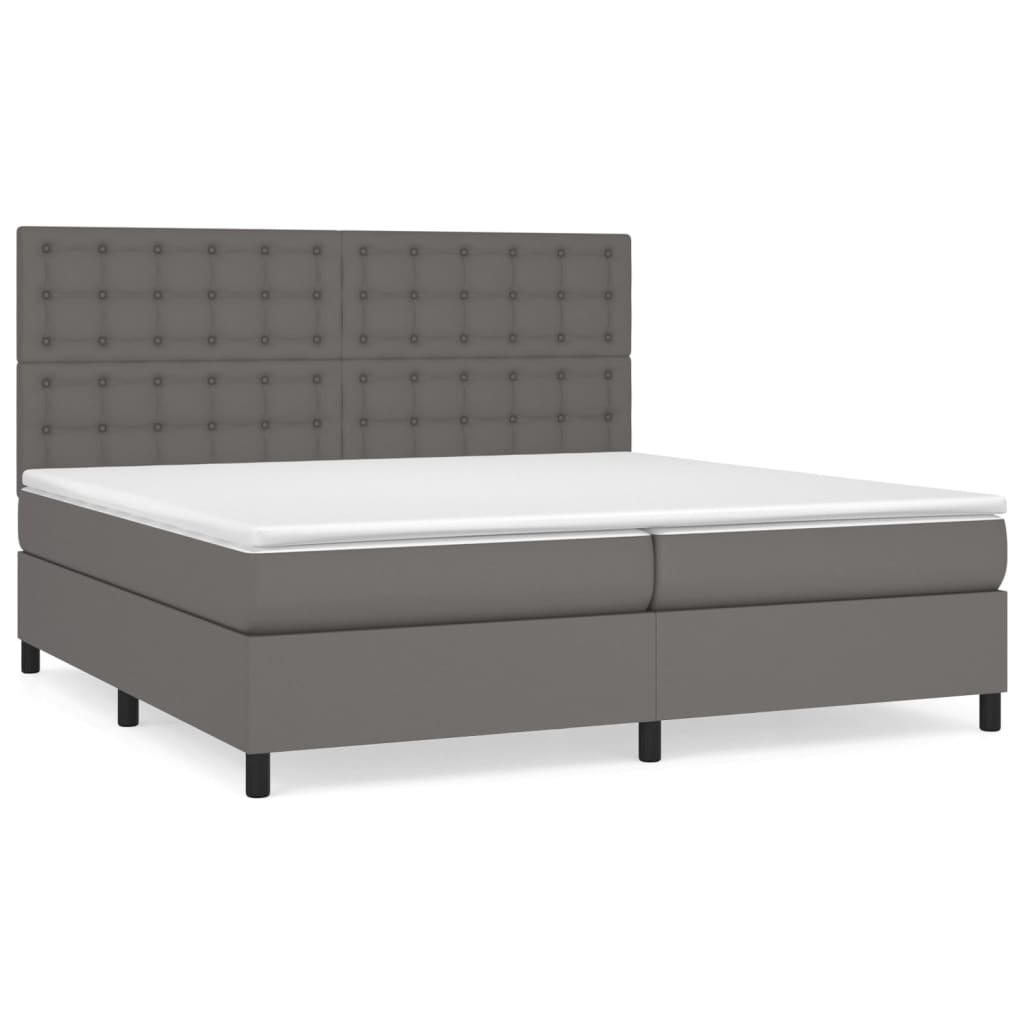 Sommier à lattes de lit avec matelas Gris 200x200 cm Similicuir