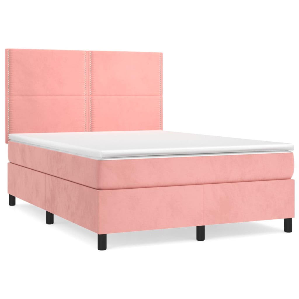 Sommier à lattes de lit avec matelas Rose 140x190 cm Velours