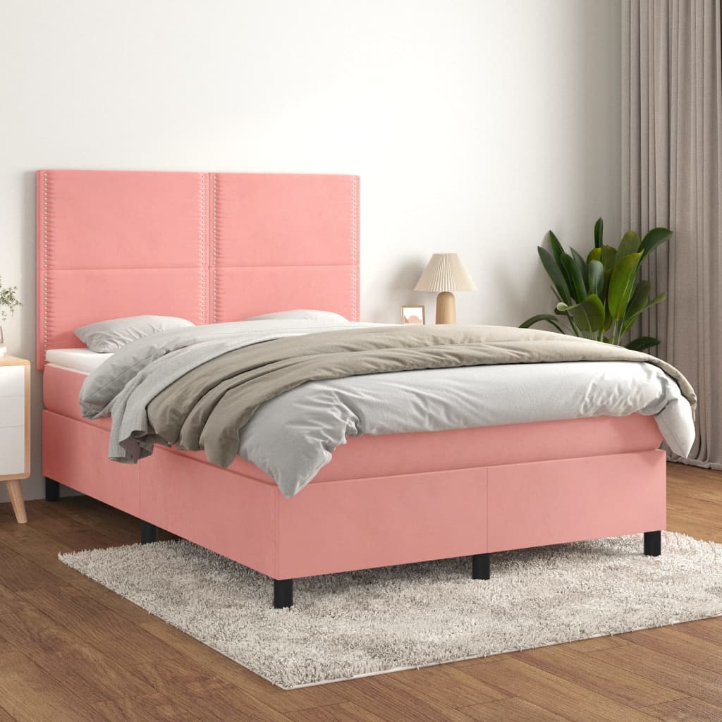 Sommier à lattes de lit avec matelas Rose 140x190 cm Velours