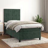 Slatted bed base with mattress Dark green 100x200 cm