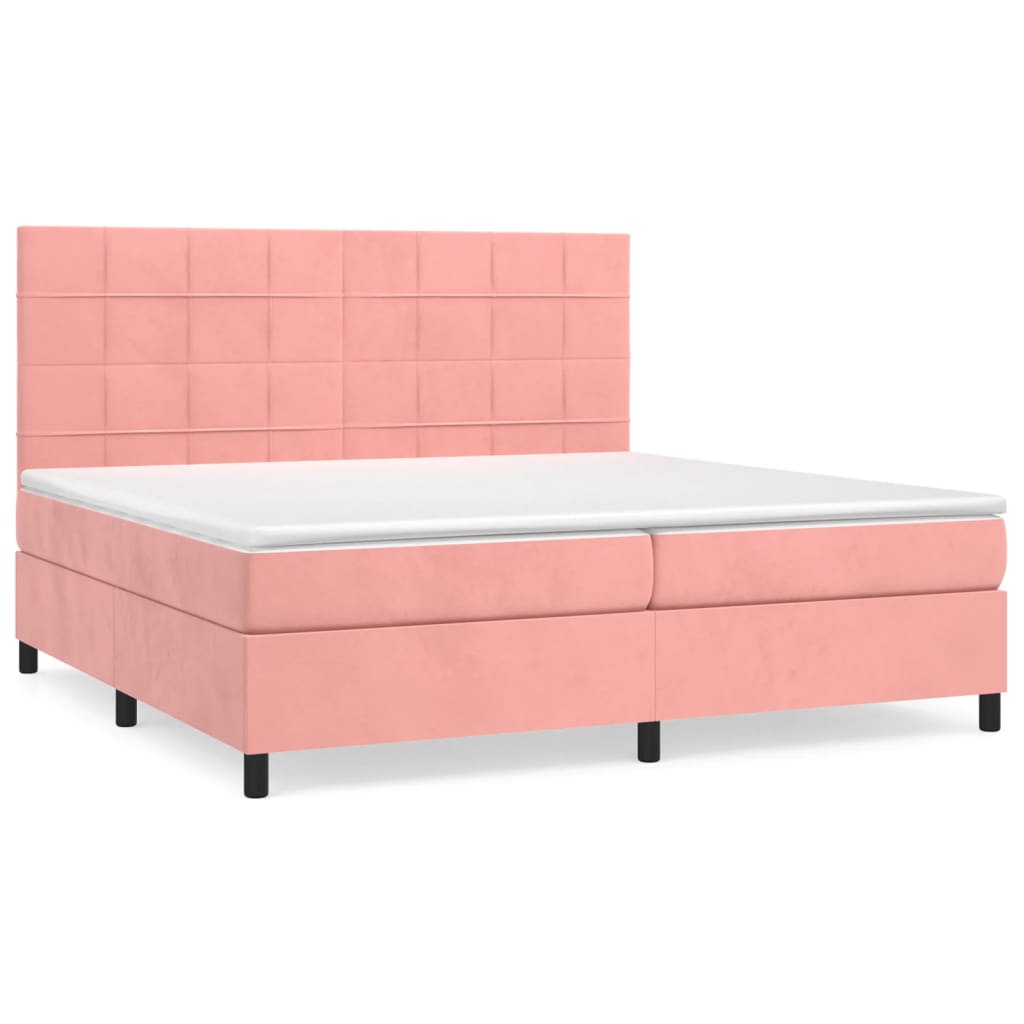 Sommier à lattes de lit avec matelas Rose 200x200 cm Velours