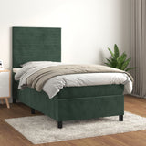 Dark Green 80x200 cm Velvet Bed Slatted Base and Mattress