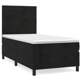 Slatted bed base with mattress Black 90x200 cm Velvet