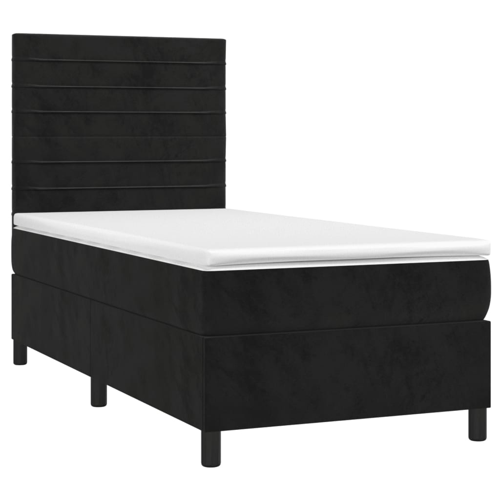 Slatted bed base with mattress Black 100x200 cm Velvet