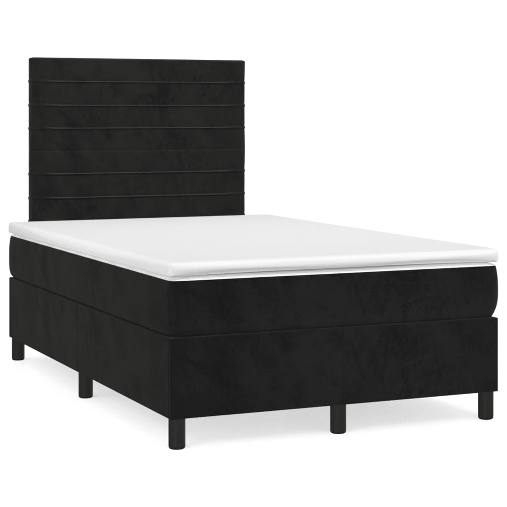 Slatted bed base with mattress Black 120x200 cm Velvet