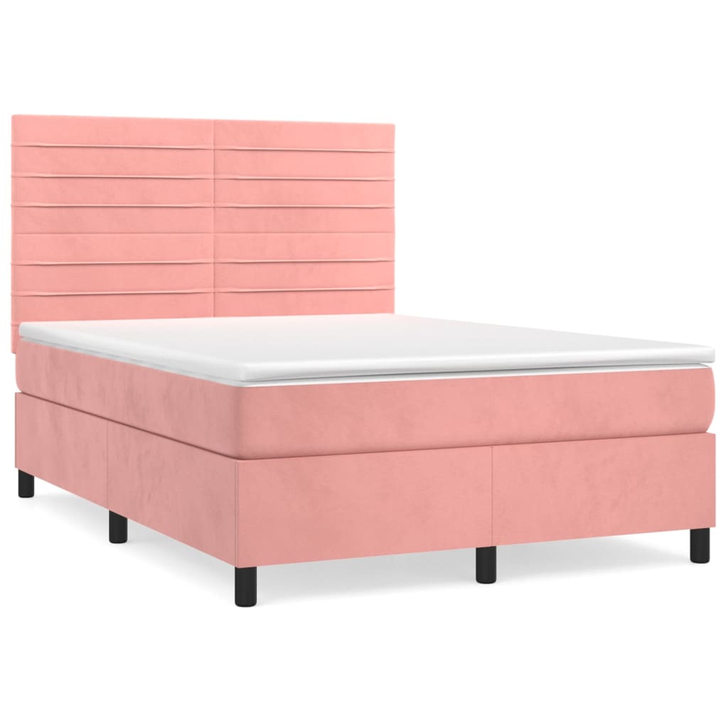 Sommier à lattes de lit avec matelas Rose 140x190 cm Velours