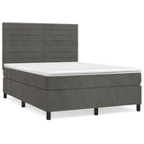 Dark Grey 140x200cm Velvet Bed Slatted Base and Mattress