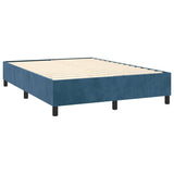 Dark Blue 140x200cm Velvet Bed Slatted Base and Mattress