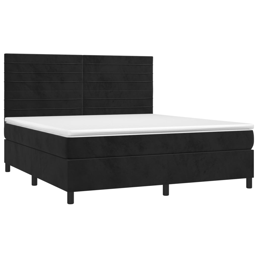 Slatted bed base with mattress Black 180x200 cm Velvet