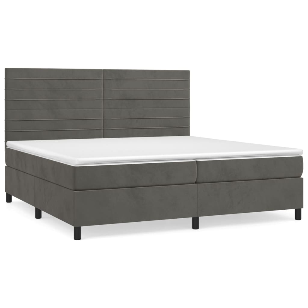 Dark Grey 200x200cm Velvet Bed Slatted Base and Mattress