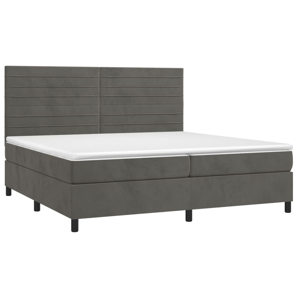 Dark Grey 200x200cm Velvet Bed Slatted Base and Mattress