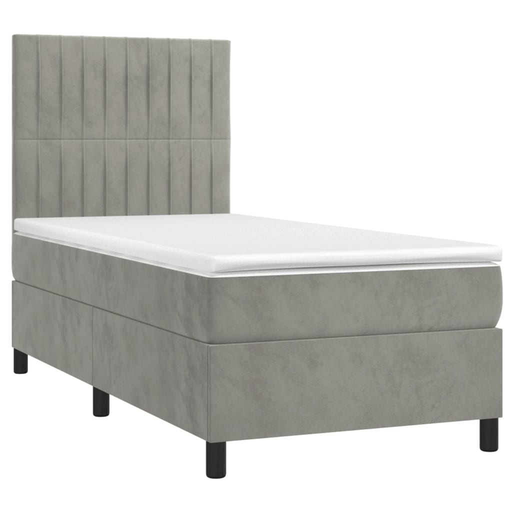 Slatted bed base and mattress Light grey 80x200 cm Velvet