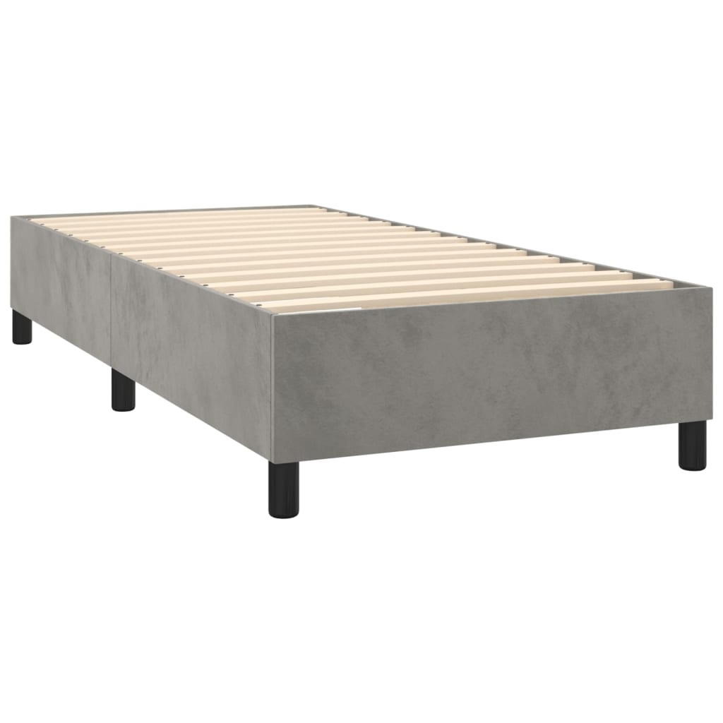 Slatted bed base and mattress Light grey 80x200 cm Velvet