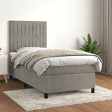 Slatted bed base and mattress Light grey 80x200 cm Velvet