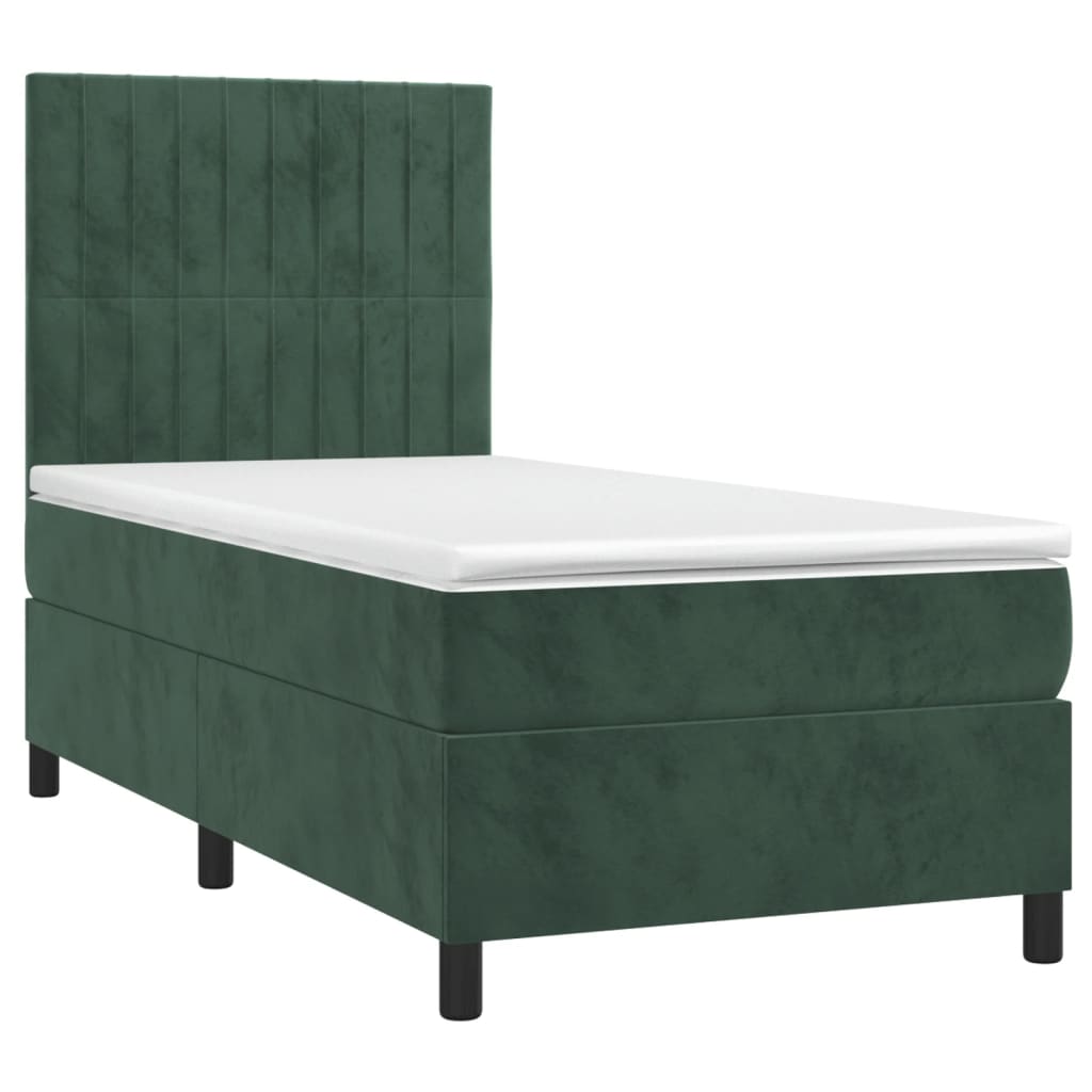 Slatted bed base with mattress Dark green 90x200 cm