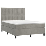 Light Grey 140x190cm Velvet Bed Slatted Base and Mattress