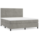 Light Grey 140x200cm Velvet Bed Slatted Base and Mattress