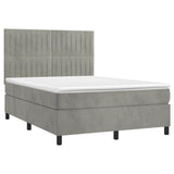 Light Grey 140x200cm Velvet Bed Slatted Base and Mattress