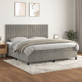 Light Grey 200x200cm Velvet Bed Slatted Base and Mattress