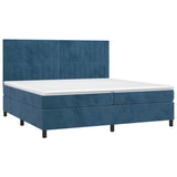 Dark Blue 200x200cm Velvet Bed Slatted Base and Mattress