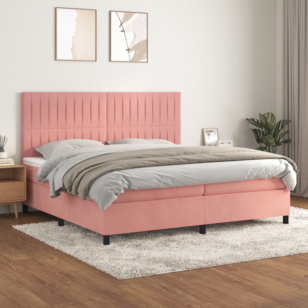 Slatted bed base with mattress Rose 200x200 cm Velvet