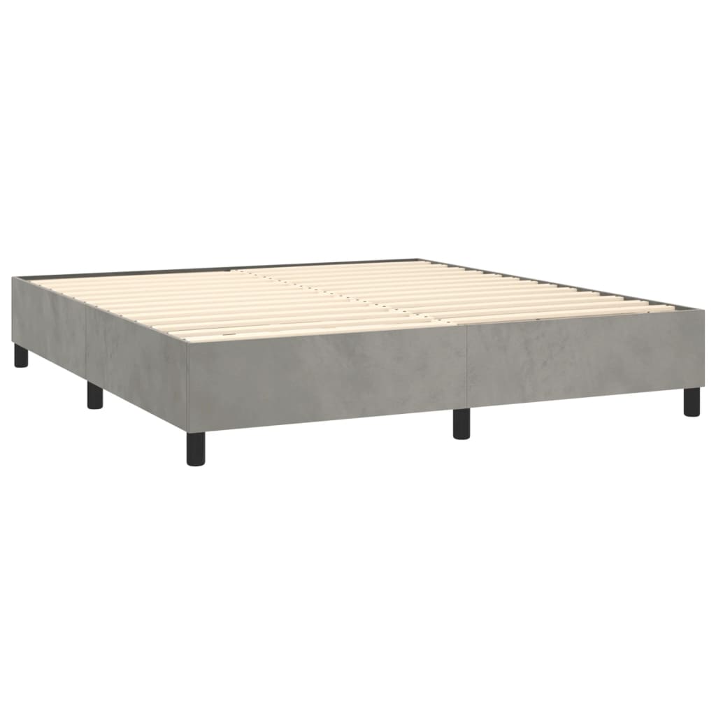 Light Grey 160x200cm Velvet Bed Slatted Base and Mattress