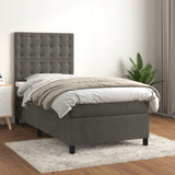 Slatted bed base and mattress Dark grey 90x190 cm Velvet