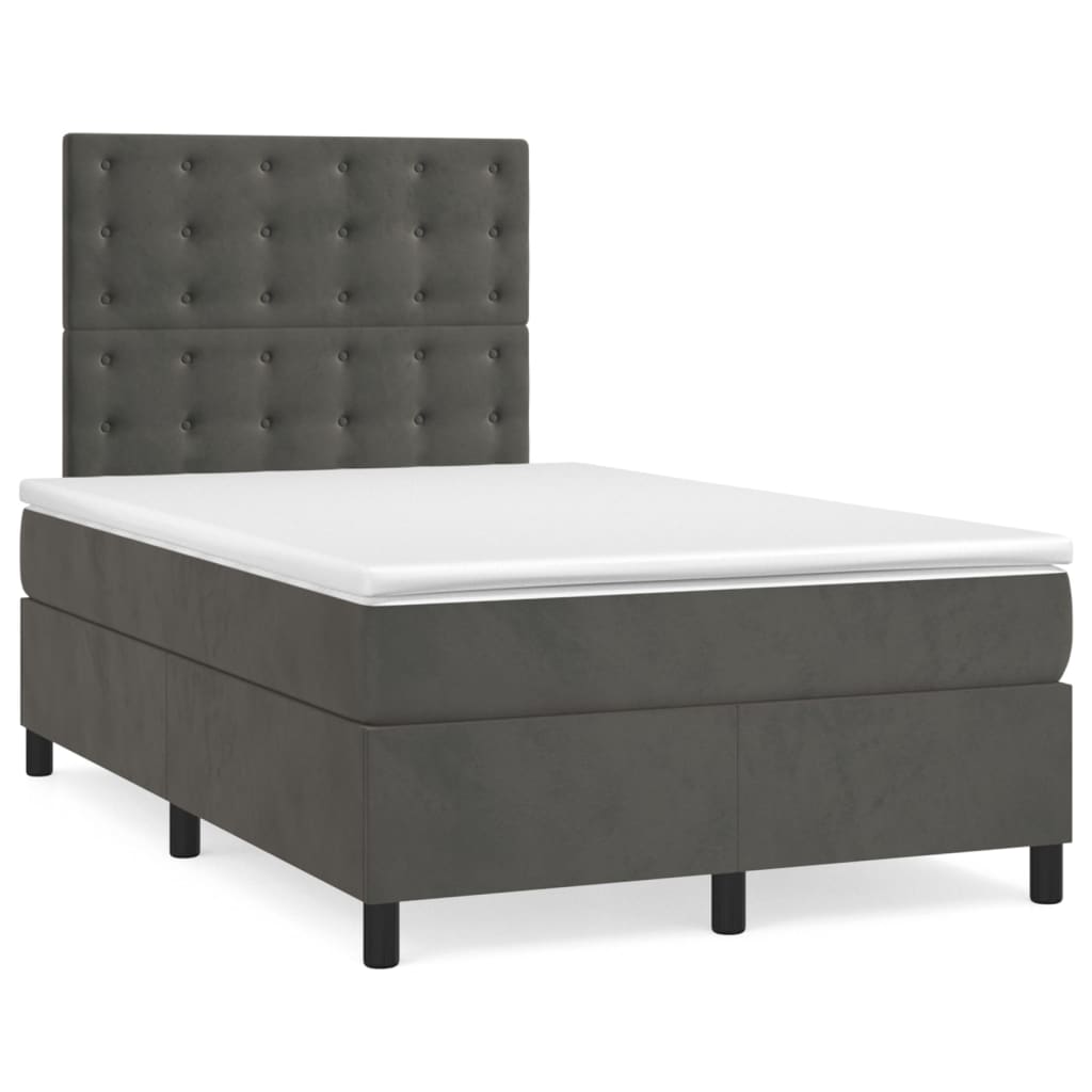 Dark Grey 120x200cm Velvet Bed Slatted Base and Mattress