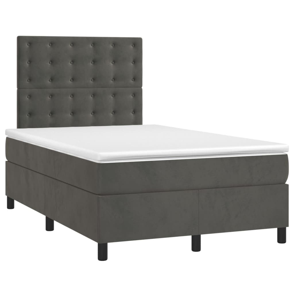 Dark Grey 120x200cm Velvet Bed Slatted Base and Mattress