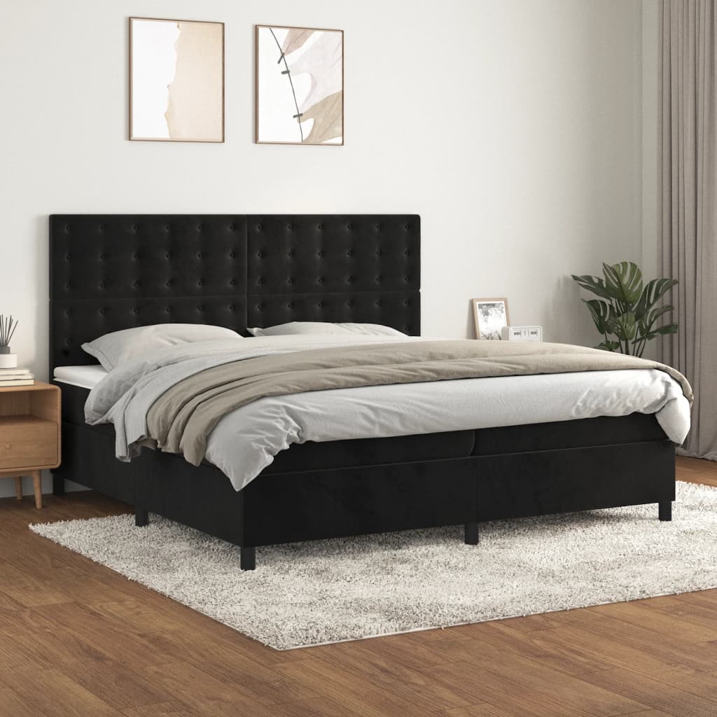 Bed slatted base and mattress Black 200x200 cm Velvet