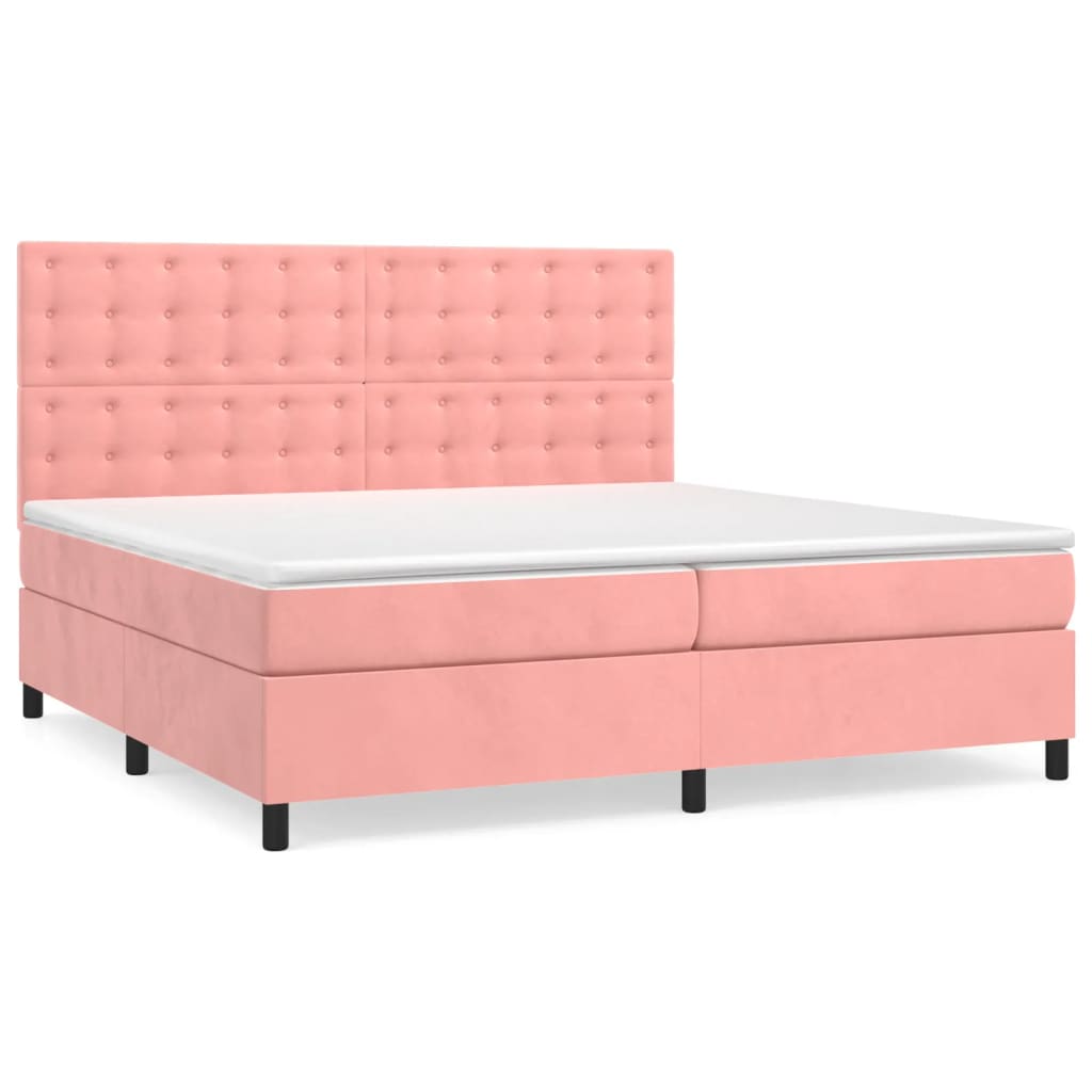 Sommier à lattes de lit avec matelas Rose 200x200 cm Velours