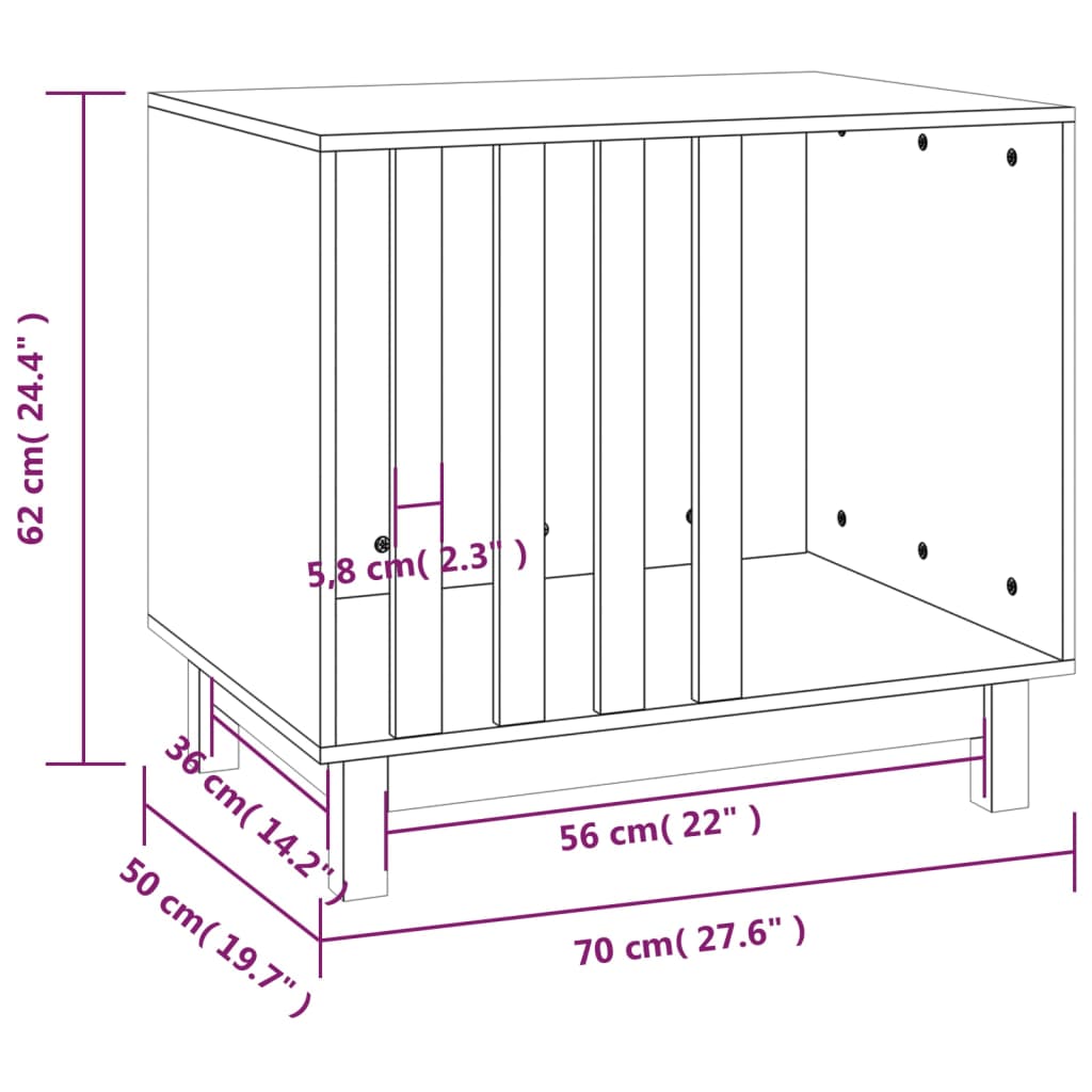 Niche pour chien Blanc 70x50x62 cm Bois de pin massif