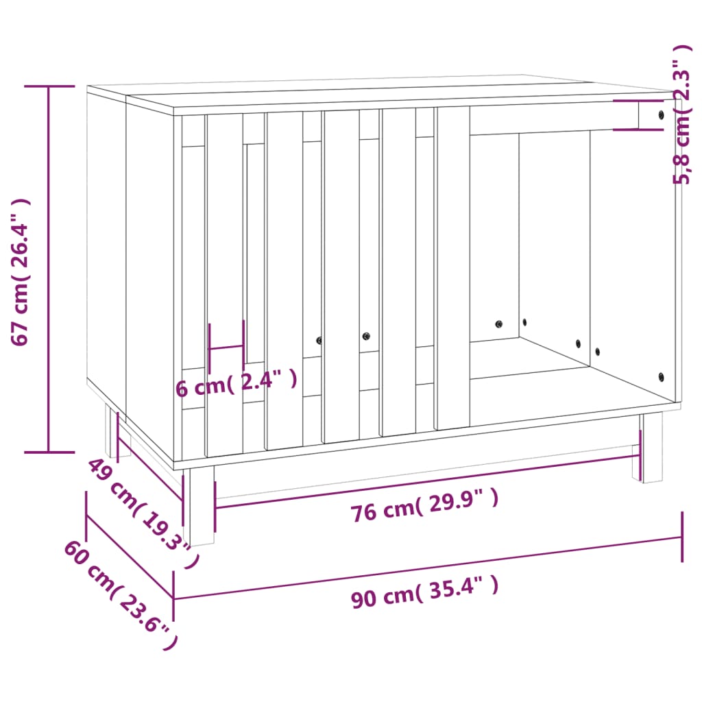 Niche pour chien Blanc 90x60x67 cm Bois de pin massif