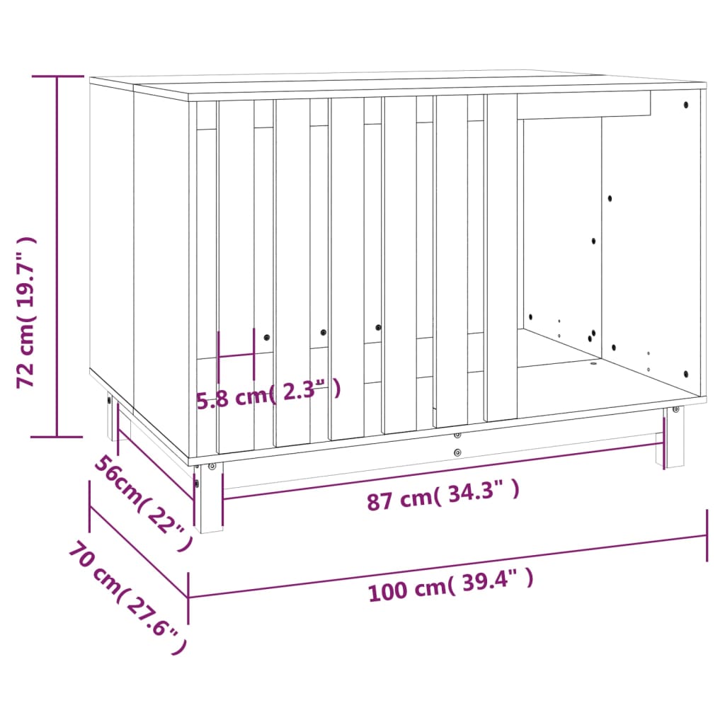 Dog house 100x70x72 cm Solid pine wood