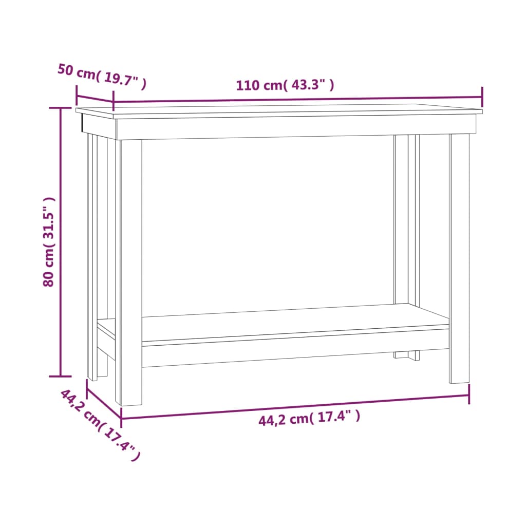 Weiße Werkbank 110x50x80 cm Massives Kiefernholz