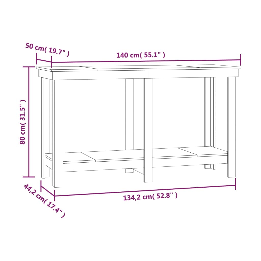 Werkbank 140x50x80 cm Massives Kiefernholz