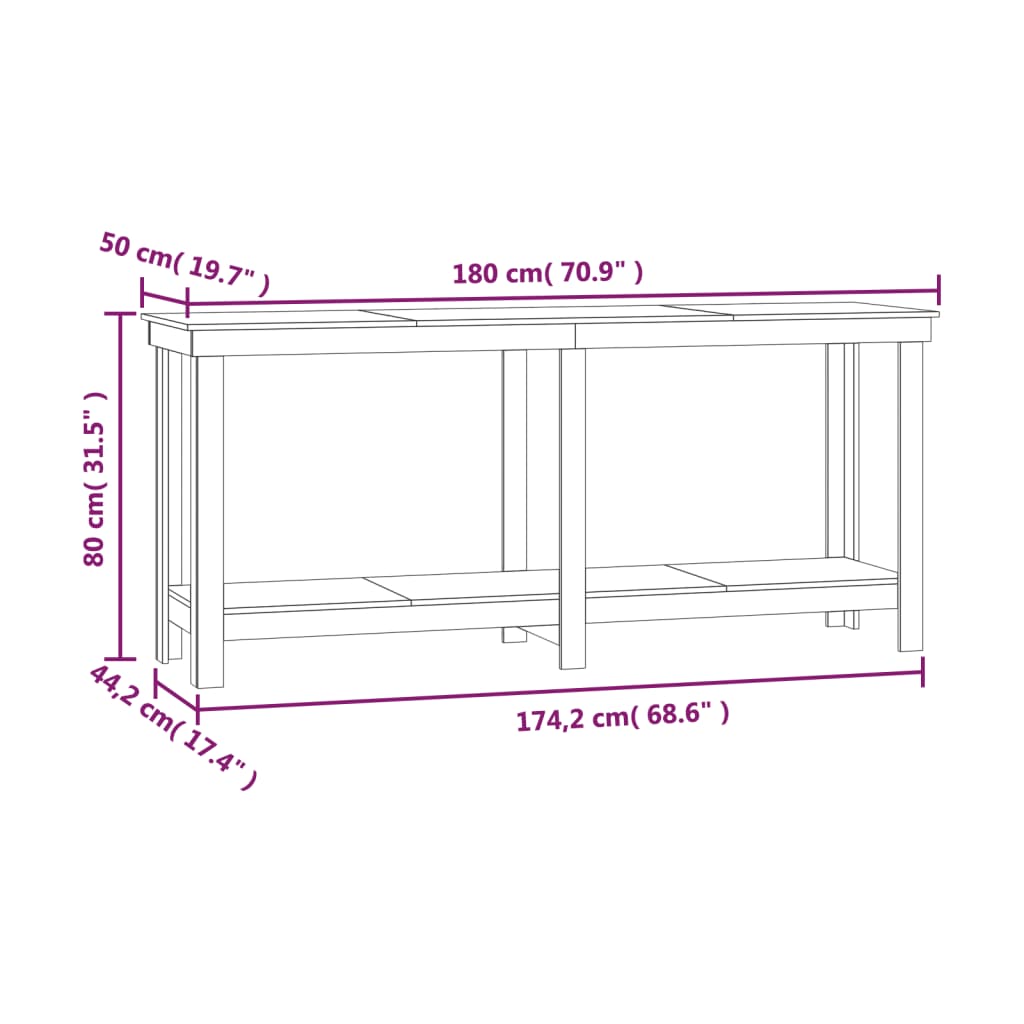 Banc de travail Blanc 180x50x80 cm Bois de pin massif