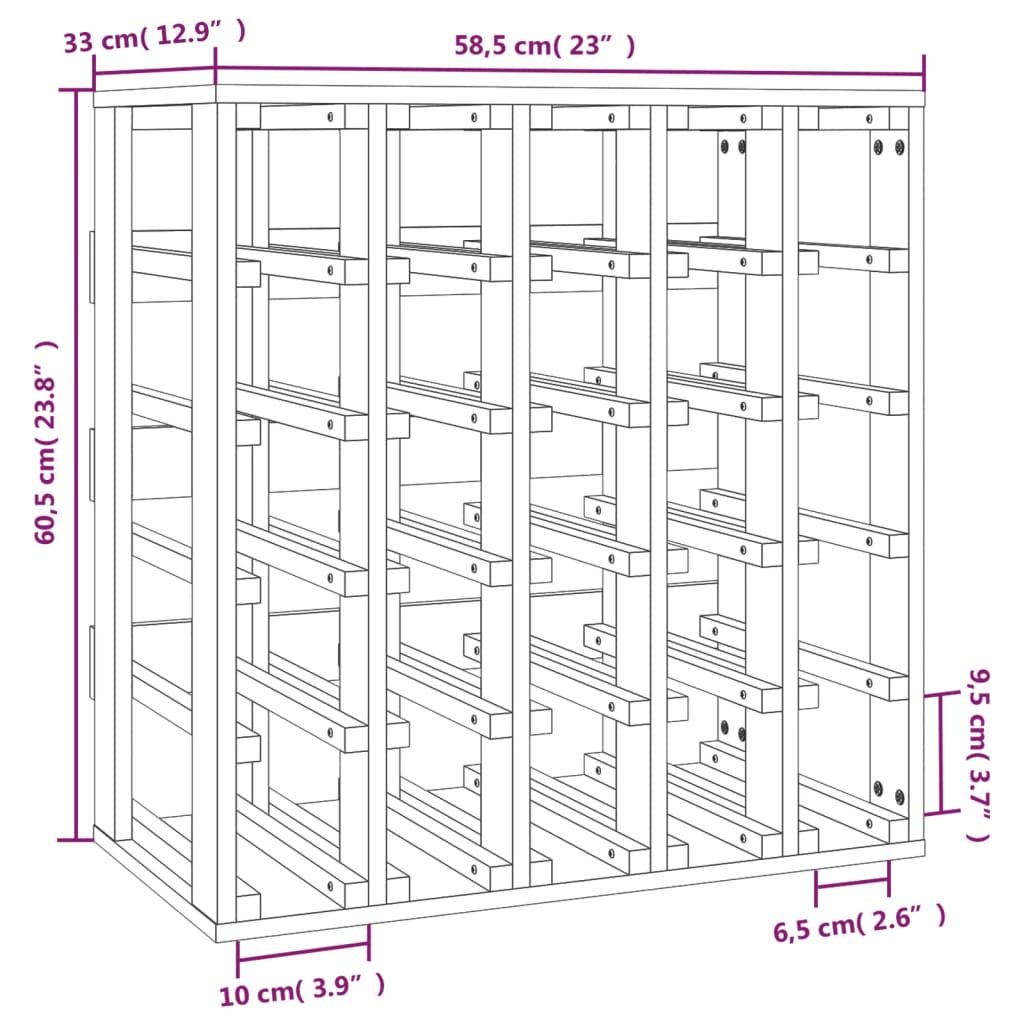 Wine rack 58.5x33x60.5 cm Solid pine wood