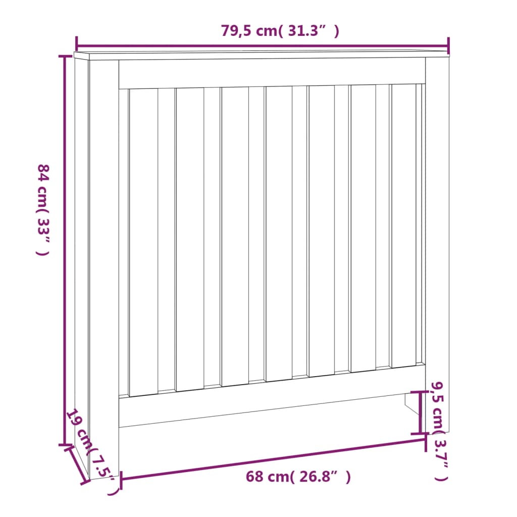 Cache-radiateur 79,5x19x84 cm Bois massif de pin