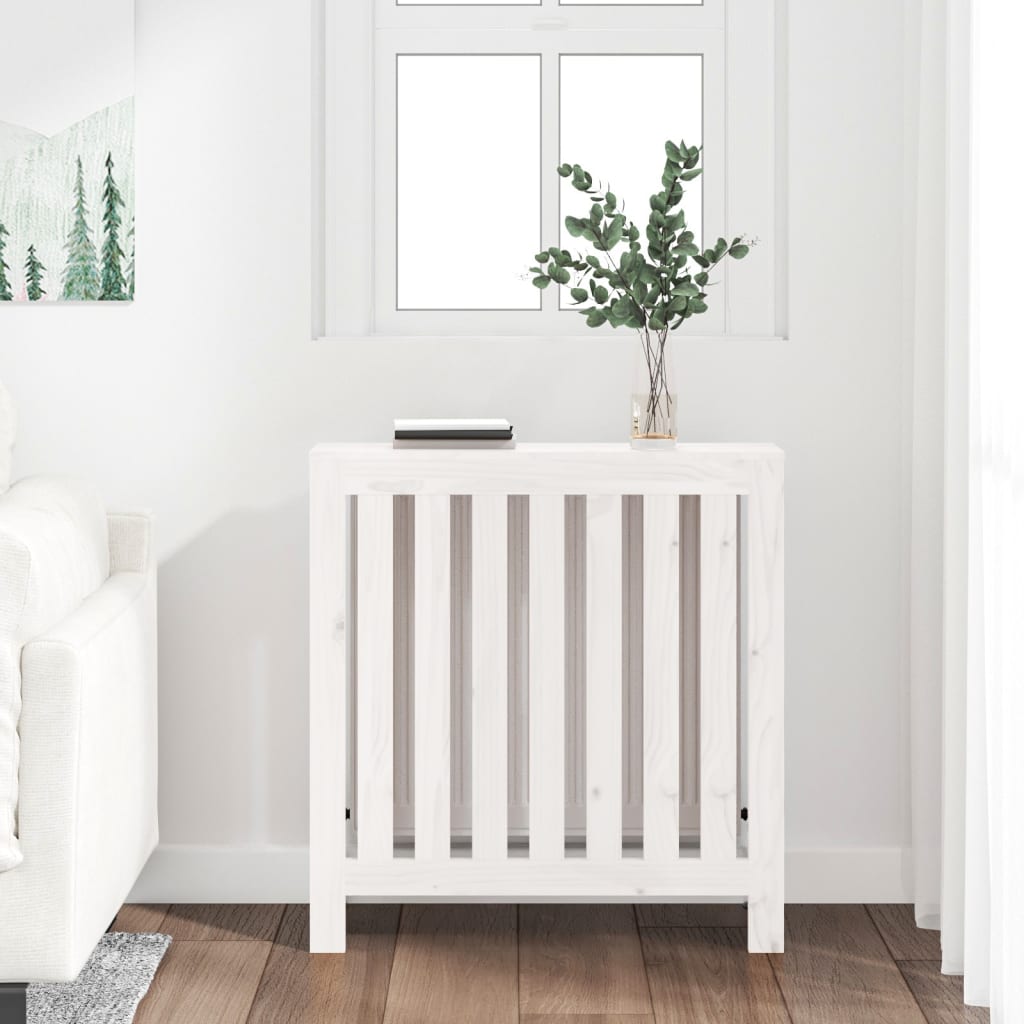 Radiator cover White 79.5x19x84 cm Solid pine wood