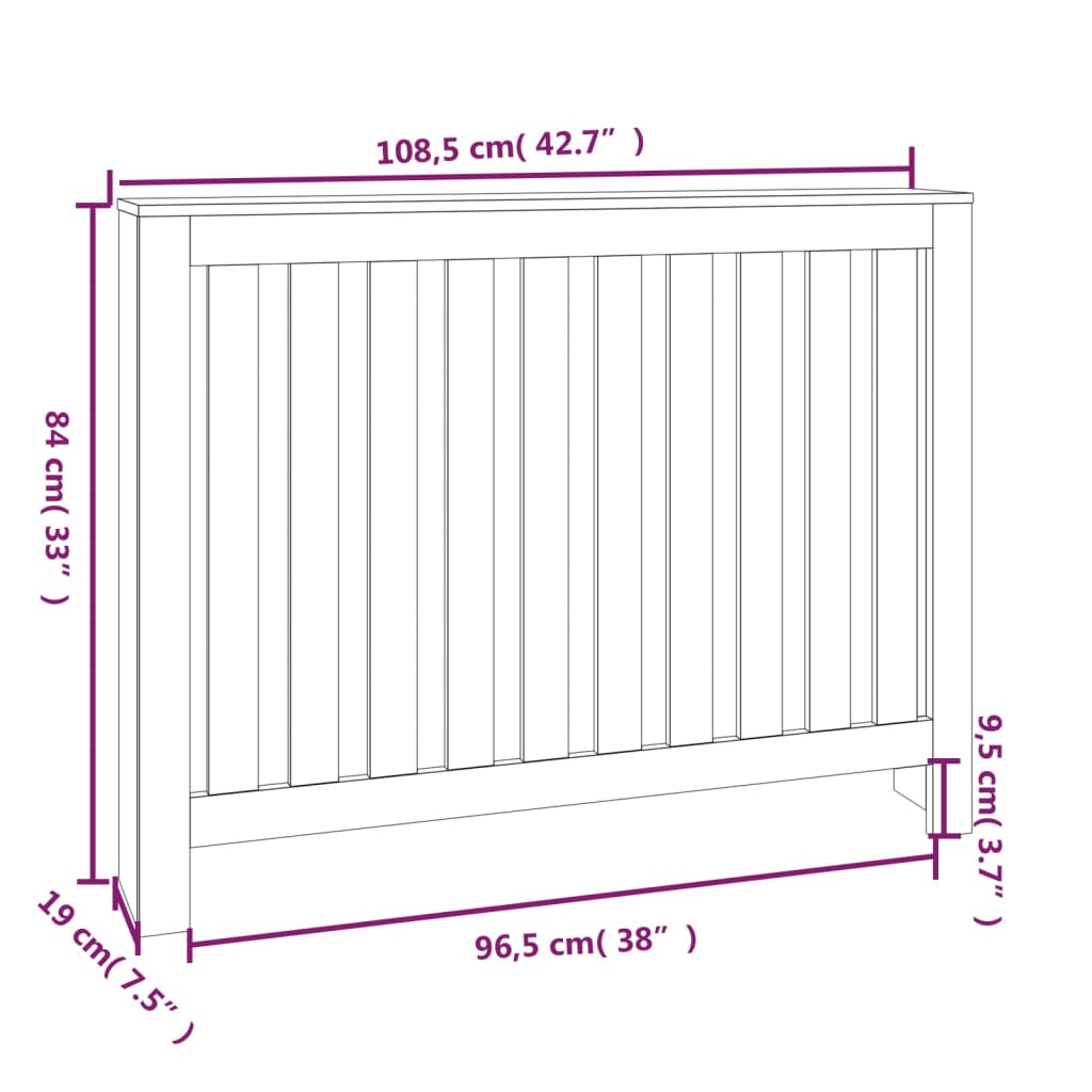 Cache-radiateur Blanc 108,5x19x84 cm Bois massif de pin