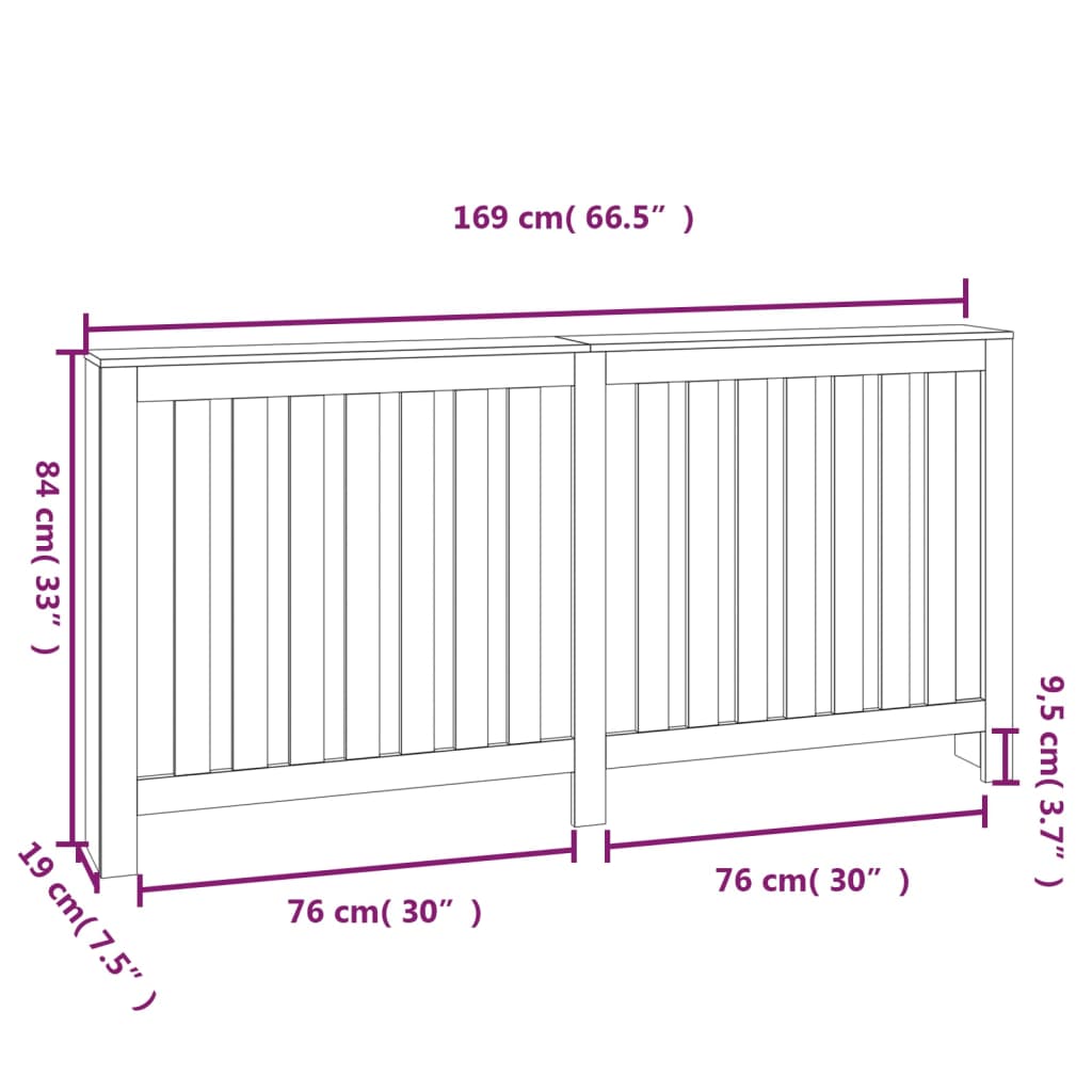 Cache-radiateur 169x19x84 cm Bois massif de pin