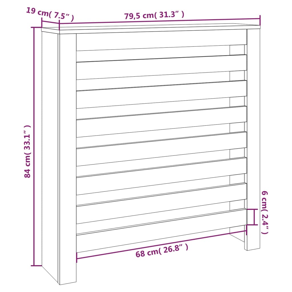 Cache-radiateur 79,5x19x84 cm Bois massif de pin